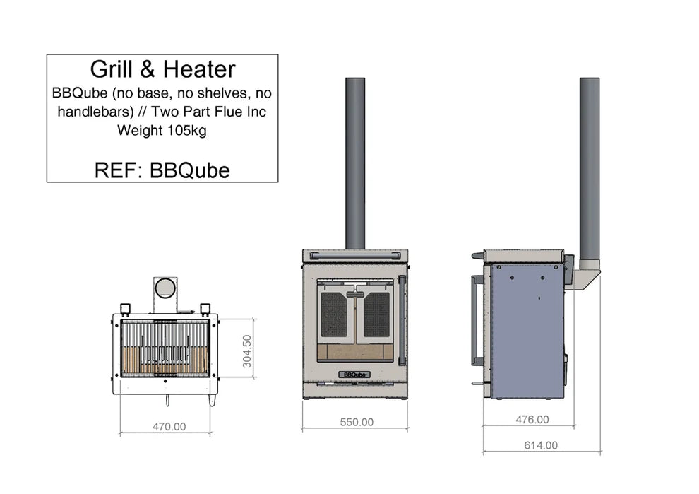 BBQube Outdoor Kitchen Grill & Wood Burning Stove Heater Core
