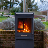 BBQube Outdoor Wood Burning Stove Heater & Charcoal Grill with 2-Wheel Mobile Base