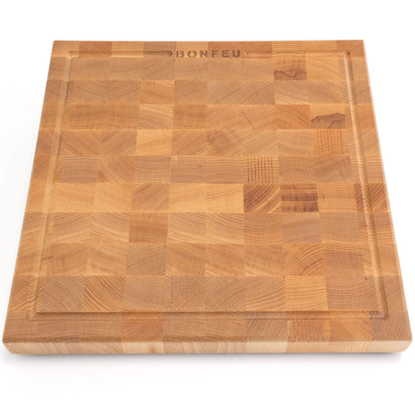 BonFeu BonButcher Block Premium End-Grain Beechwood Food Prep Chopping Board