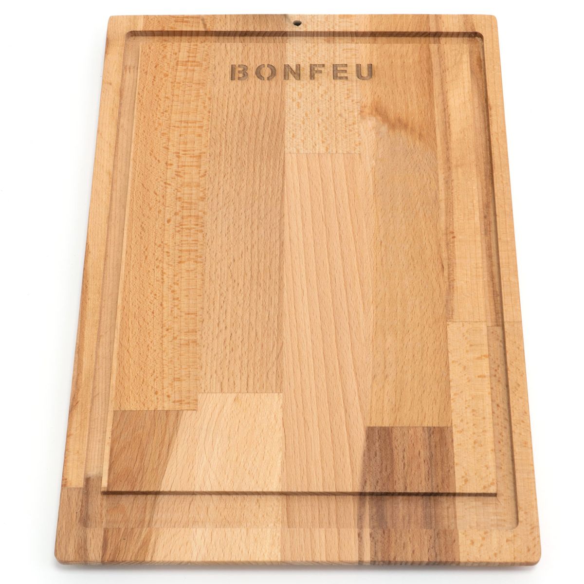 BonFeu Premium Wooden Chopping Board with Leather Hanging Loop & Branded Logo