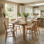 Burford 6 Seat Extending Dining Set with Spindleback Dining and Armchairs in Natural Oak