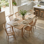 Burford 6 Seat Extending Dining Set with Spindleback Dining and Armchairs in Natural Oak
