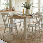 Burford 6 Seat Extending Dining Set with Spindleback Dining Chair in Warm White