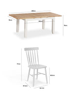 Burford 6 Seat Extending Dining Set with Spindleback Dining Chair in Warm White