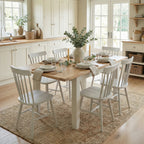 Burford 6 Seat Extending Dining Set with Spindleback Dining Chair in Warm White