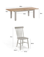 Burford 8 Seat Extending Dining Set with Spindleback Dining Chair in Pebble Grey