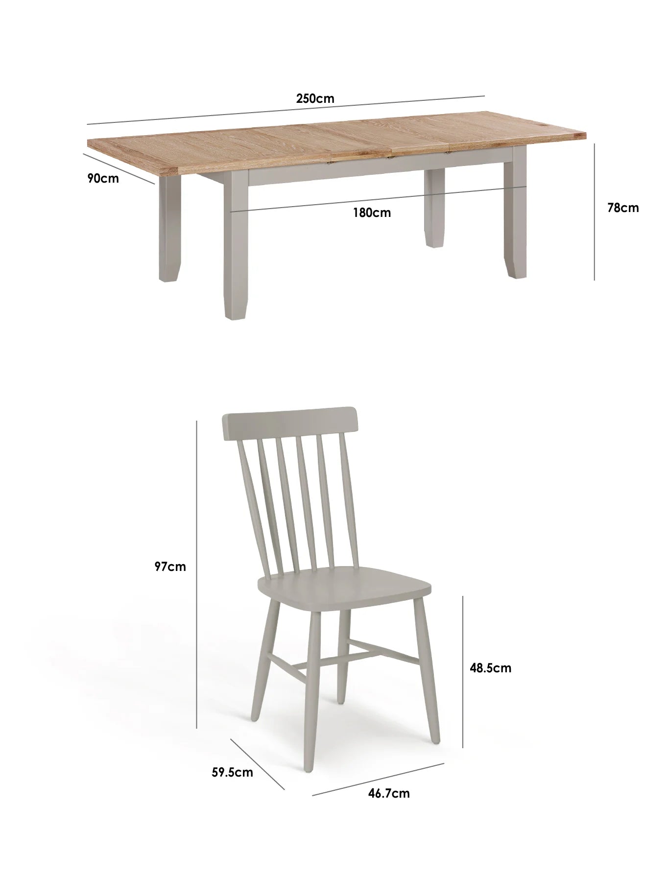 Burford 8 Seat Extending Dining Set with Spindleback Dining Chair in Pebble Grey