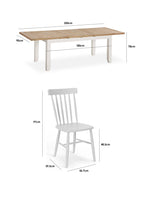 Burford 8 Seat Extending Dining Set with Spindleback Dining Chair in Warm White