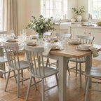 Burford 8 Seat Extending Dining Set with Spindleback Dining Chair in Pebble Grey
