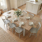 Burford 8 Seat Extending Dining Set with Spindleback Dining Chair in Pebble Grey