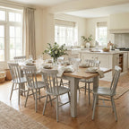 Burford 8 Seat Extending Dining Set with Spindleback Dining Chair in Pebble Grey