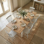 Burford 8 Seat Extending Dining Set with Spindleback Dining Chair in Warm White