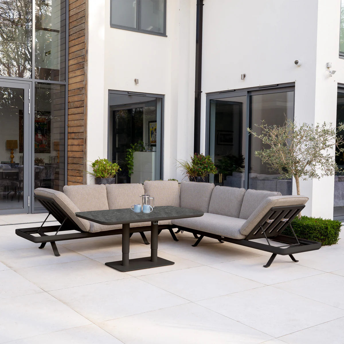 Como Corner Sofa Set with Altura Rising Table in Truffle
