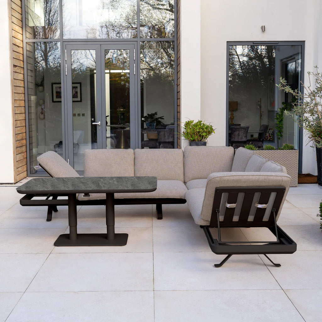 Como Corner Sofa Set with Altura Rising Table in Truffle