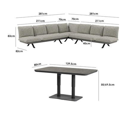 Como Corner Sofa Set with Altura Rising Table in Truffle
