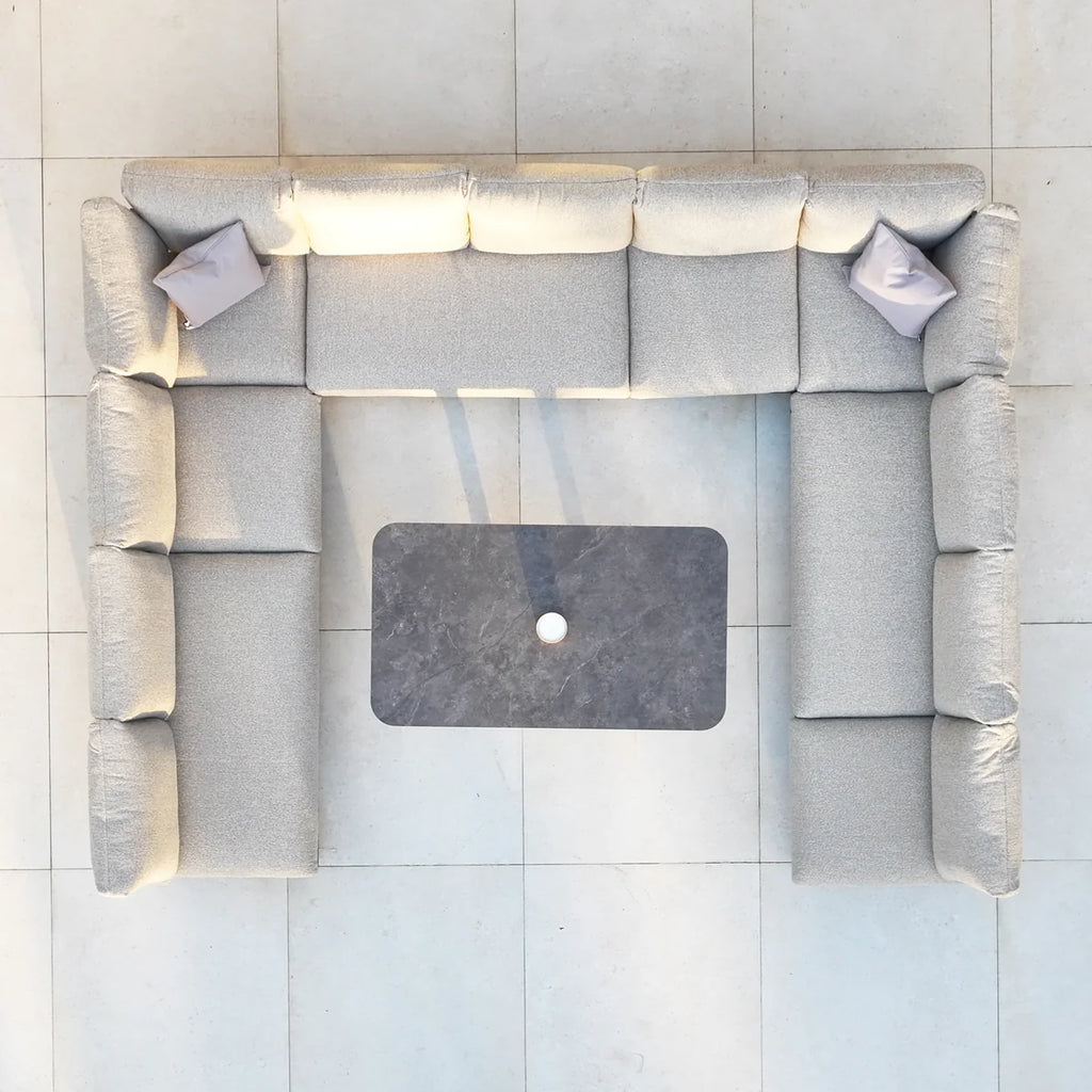 Savona Luxury Outdoor Large U-Shape Corner Sofa Set with Altura Rising Table in Truffle