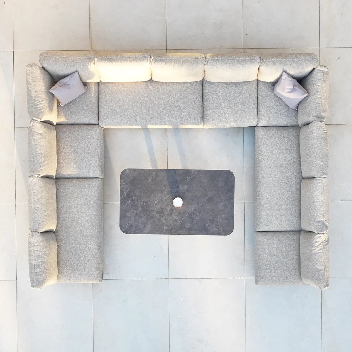 Savona Luxury Outdoor Large U-Shape Corner Sofa Set with Altura Rising Table in Truffle
