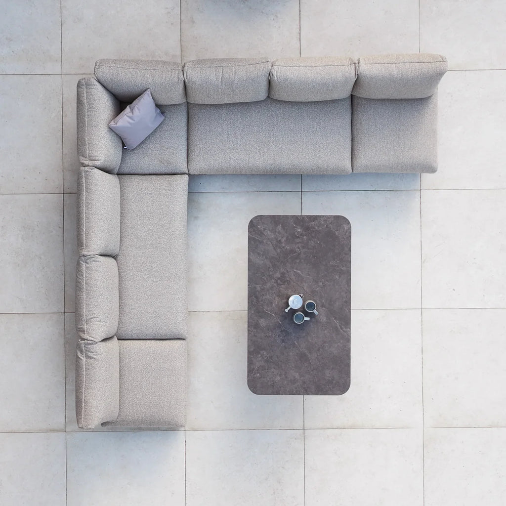 Savona Luxury Outdoor Large Corner Sofa Set with Altura Rising Table in Truffle