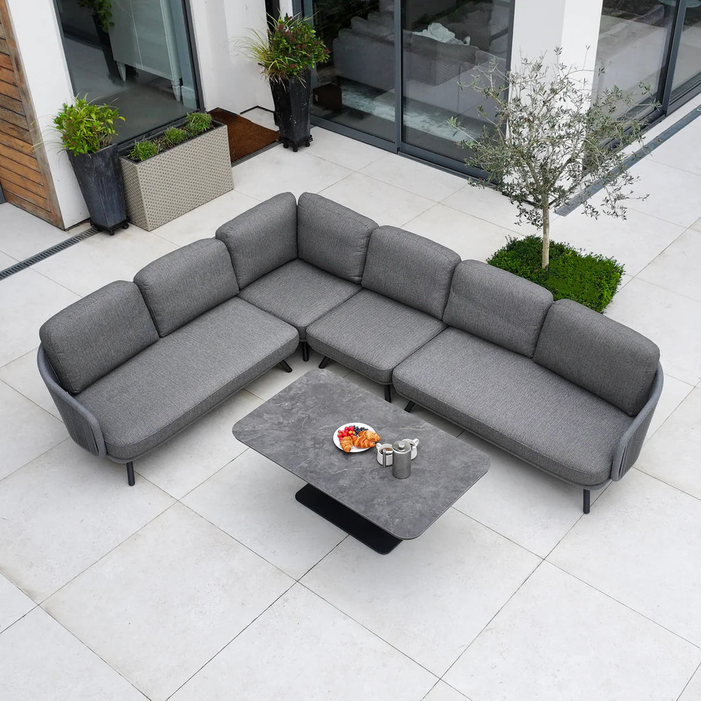 Dekota Large Corner Sofa Dining Set with Altura Rising Table in Charcoal
