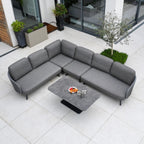Dekota Large Corner Sofa Dining Set with Altura Rising Table in Charcoal