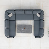 Pello U-Shape Corner Sofa Set with Altura Rising Table in Grey