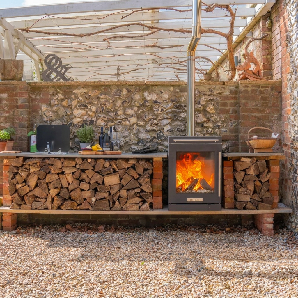 BBQube Outdoor Kitchen Grill & Wood Burning Stove Heater Core