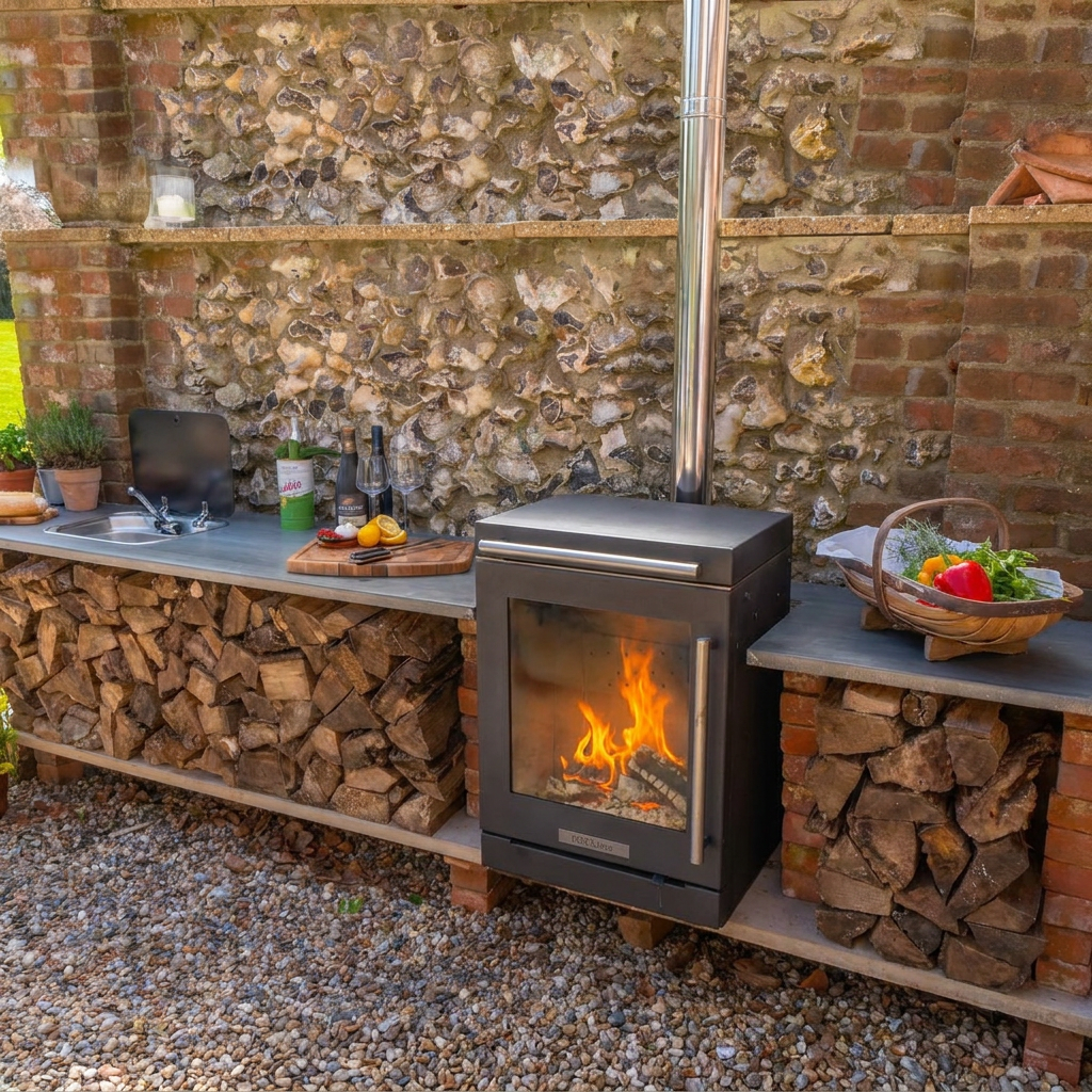 BBQube Outdoor Kitchen Grill & Wood Burning Stove Heater Core
