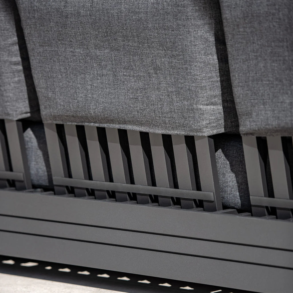 Panama 3 Seat Outdoor Sofa With Convertible Sun Lounger Charcoal Weatherproof Aluminium Frame
