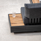 Panama 3 Seat Outdoor Sofa With Convertible Sun Lounger Charcoal Weatherproof Aluminium Frame