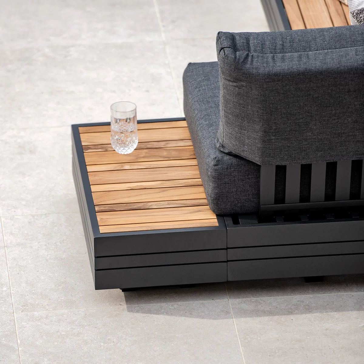 Panama 3 Seat Outdoor Sofa With Convertible Sun Lounger Charcoal Weatherproof Aluminium Frame