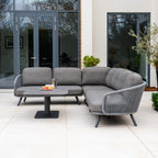 Dekota Large Corner Sofa Dining Set with Altura Rising Table in Charcoal