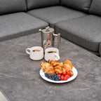 Dekota Large Corner Sofa Dining Set with Altura Rising Table in Charcoal