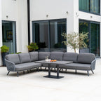 Dekota Large Corner Sofa Dining Set with Altura Rising Table in Charcoal