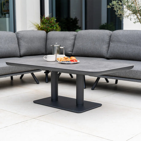Dekota Large Corner Sofa Dining Set with Altura Rising Table in Charcoal