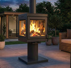 Firebloom Fresco Plus MK2 Outdoor Pedestal Wood Burning Stove with 360 Glass Panels