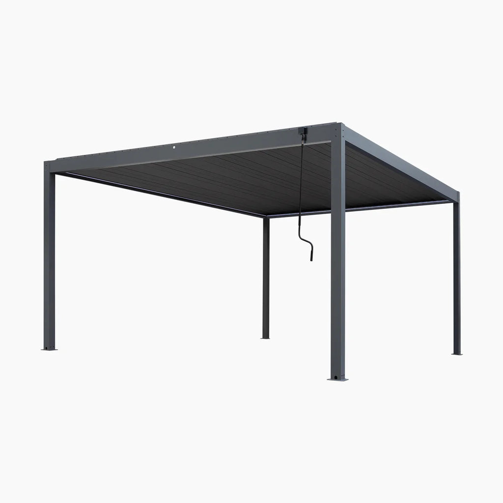 PergoSTET Plus Frame Only 4m x 4m Square Pergola with LED Lighting in Grey