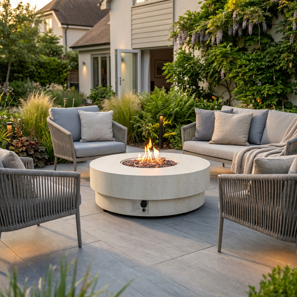 Happy Cocooning Estate Round 105 Gas Fire Pit Table