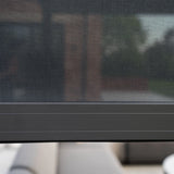 PergoSTET Deluxe 3m x 6m Rectangular Pergola with Motorised LED Louvres, Louvred Side Panels and Manual Side Blinds in Grey