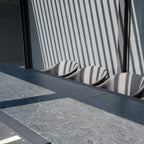 PergoSTET Deluxe 3m x 6m Rectangular Pergola with Motorised LED Louvres and 4 Manual Side Blinds in Grey