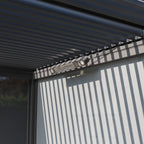 PergoSTET Deluxe 3m x 6m Rectangular Pergola with Motorised LED Louvres and 4 Manual Side Blinds in Grey