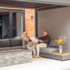 PergoSTET Plus 3m x 4m Rectangular Pergola with 3 Manual Side Blinds and LED Lighting in Grey