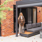 PergoSTET Plus 3m x 4m Rectangular Pergola with 3 Manual Side Blinds and LED Lighting in Grey