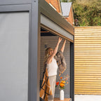 PergoSTET Plus 3m x 4m Rectangular Pergola with 3 Manual Side Blinds and LED Lighting in Grey
