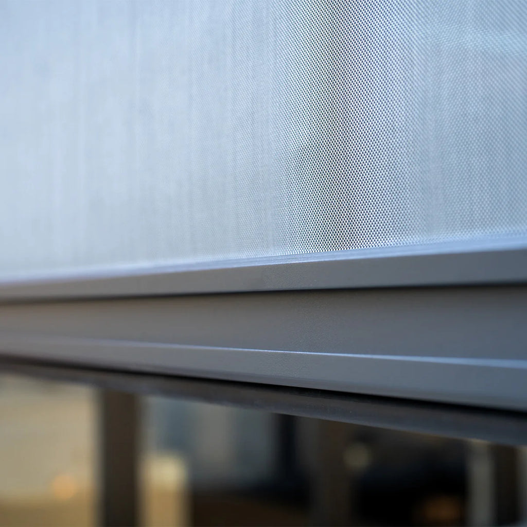 PergoSTET Plus 3m x 4m Rectangular Pergola with 3 Manual Side Blinds and LED Lighting in Grey