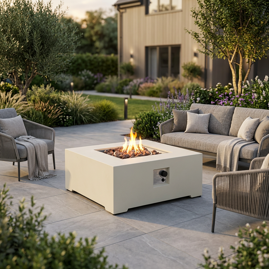 Happy Cocooning Estate Square 88 Gas Fire Pit Table