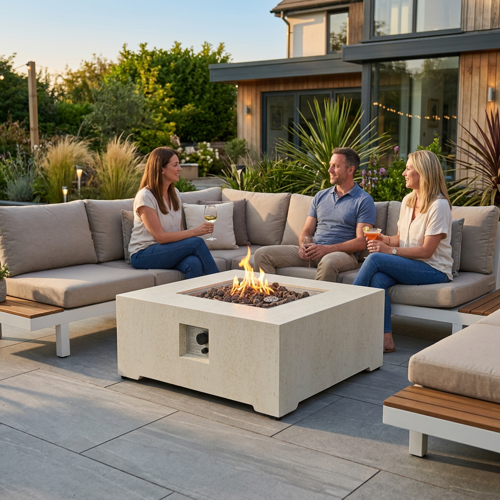 Happy Cocooning Estate Square 88 Gas Fire Pit Table