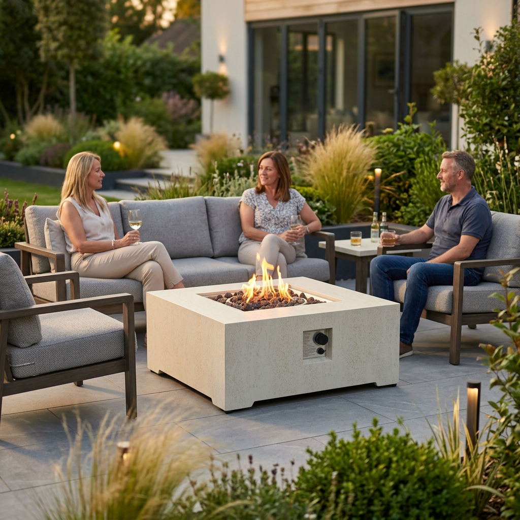 Happy Cocooning Estate Square 88 Gas Fire Pit Table