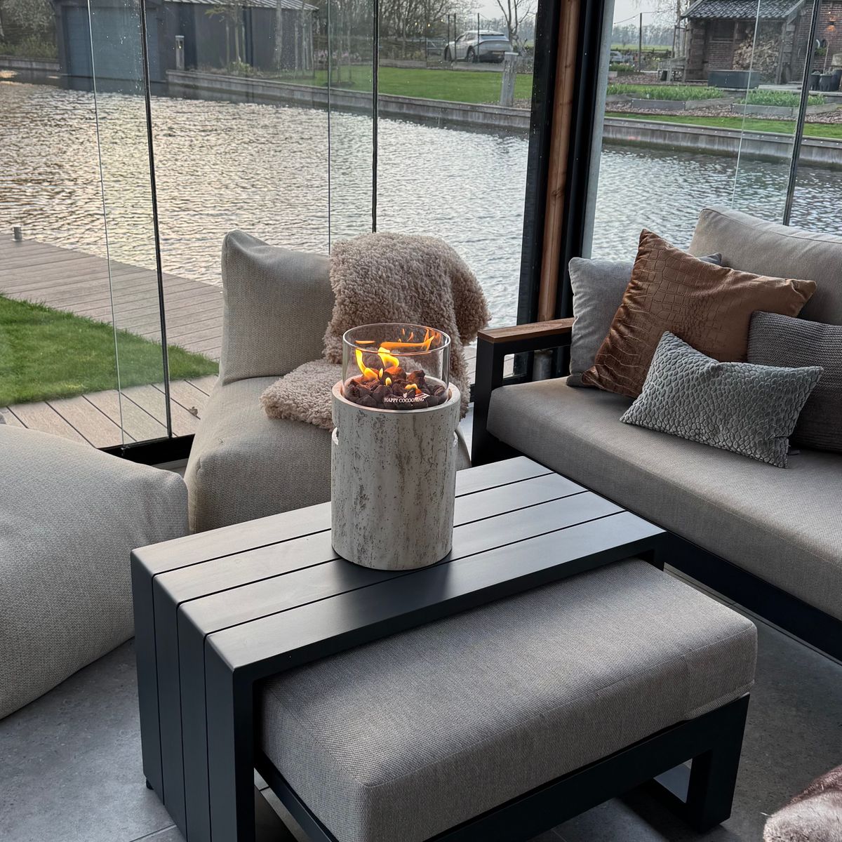 Happy Cocooning Lumi Stone Tabletop Gas Fireplace