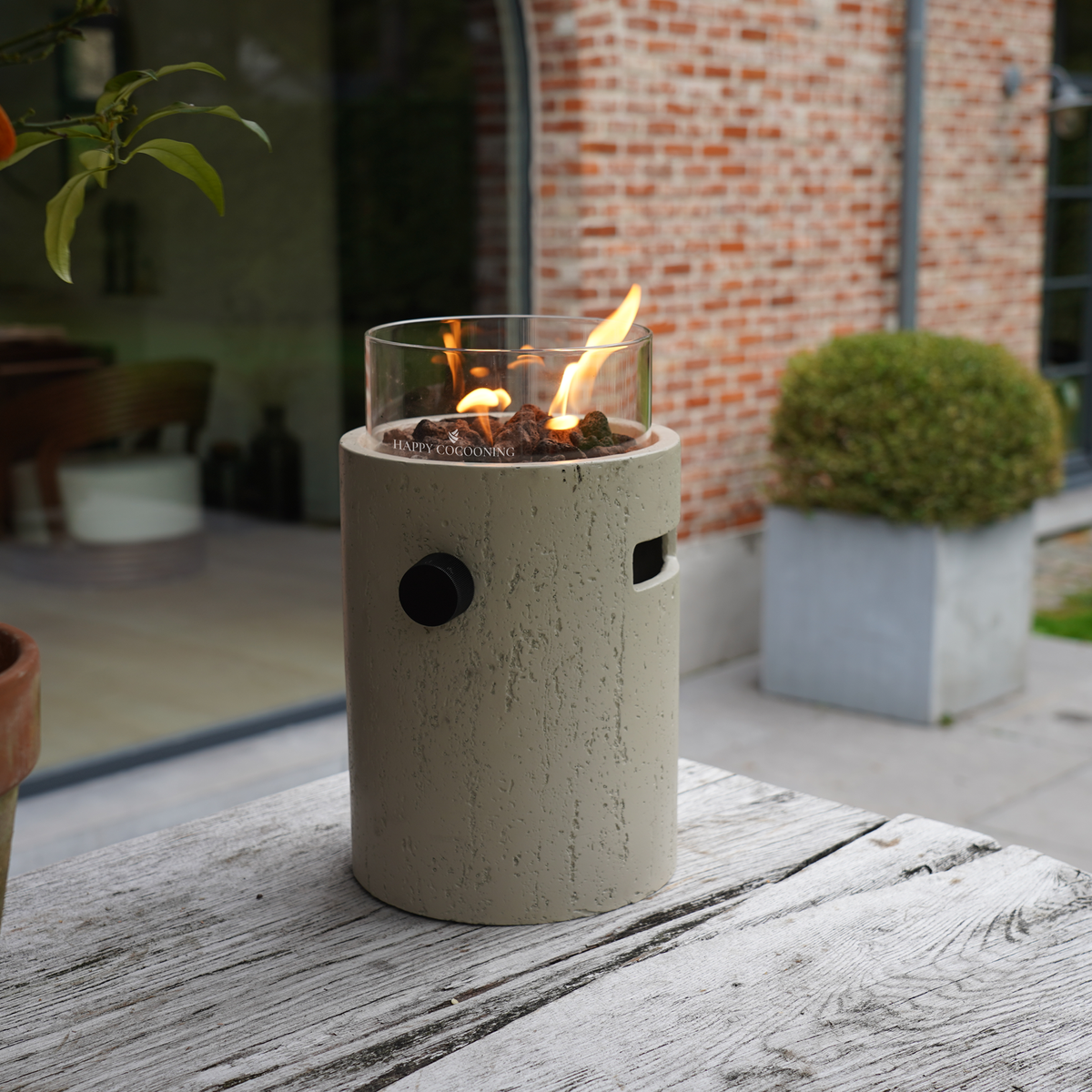 Happy Cocooning Lumi Stone Tabletop Gas Fireplace