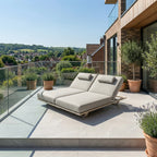 Hatia Double Sun Lounger Latte Two Seater For Couples With Weather Ready Powder Coated Aluminium Frame